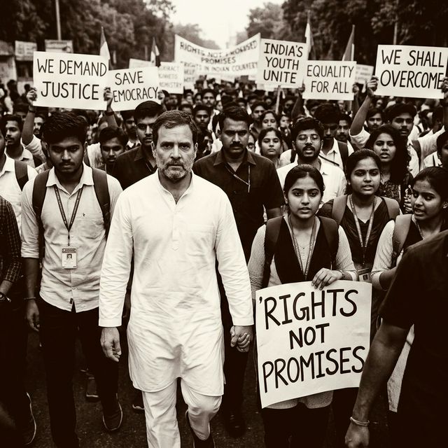 Rahul Gandhi marching at India protest
